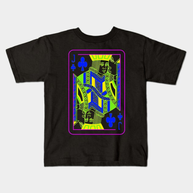 Jack of Clubs Bright Mode Kids T-Shirt by inotyler